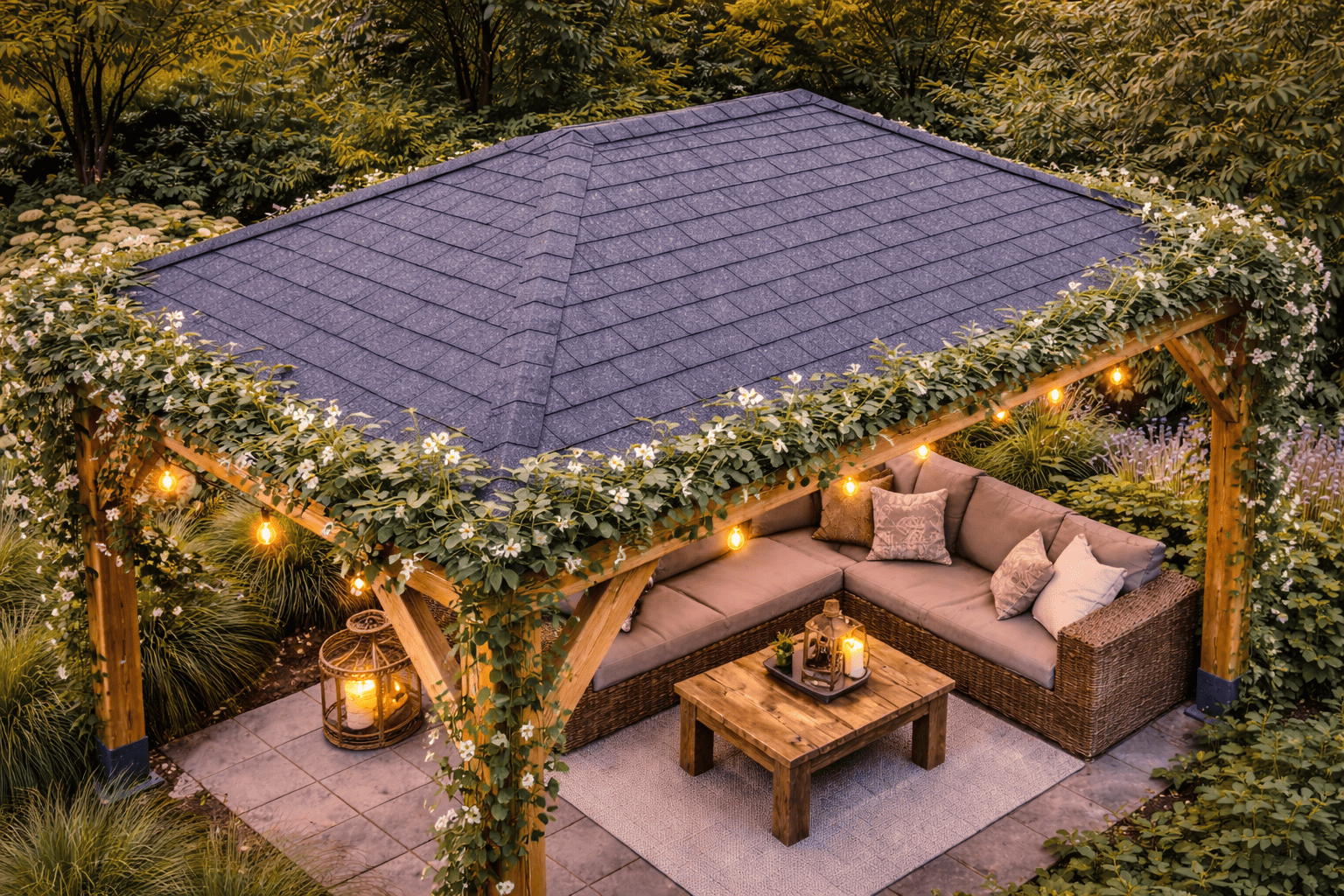 Dakbedekking voor een prieel