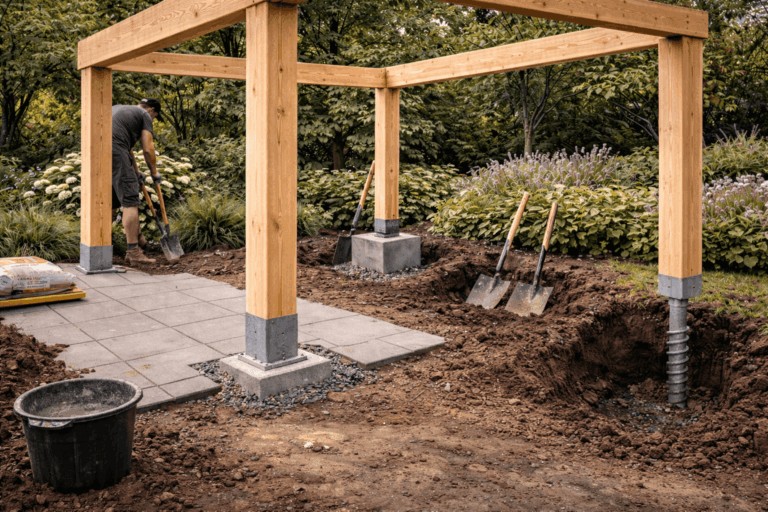 Fundering voor een prieel