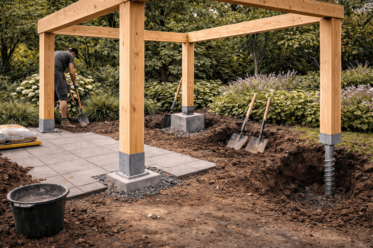 Fundering voor een prieel