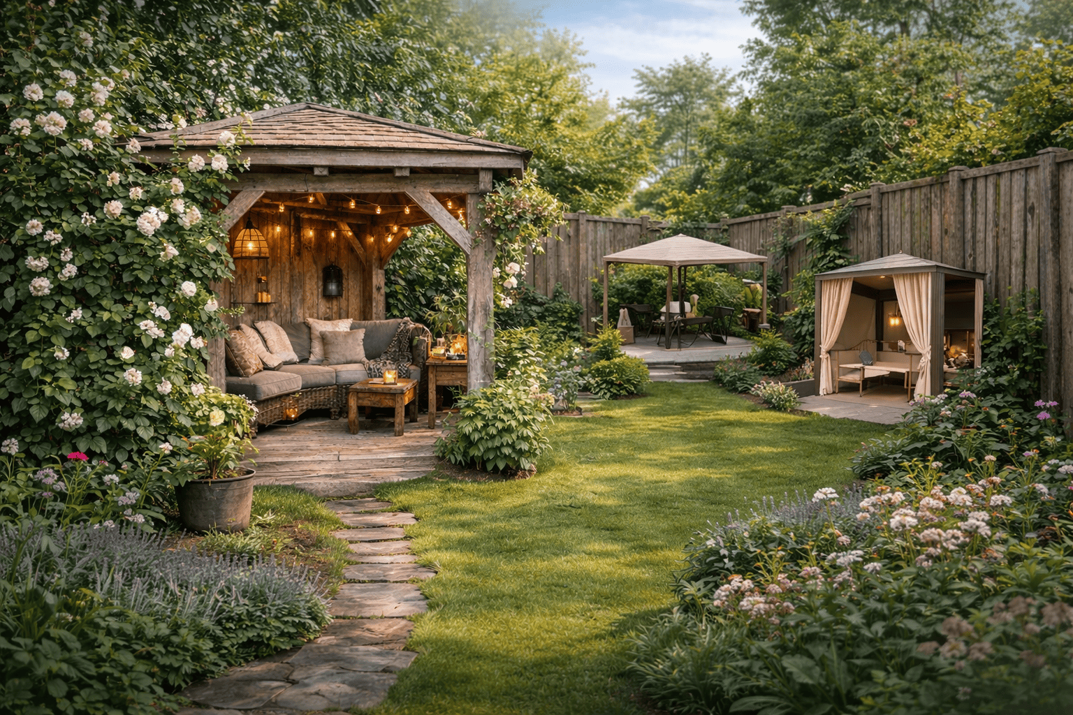 Prieel in een kleine tuin