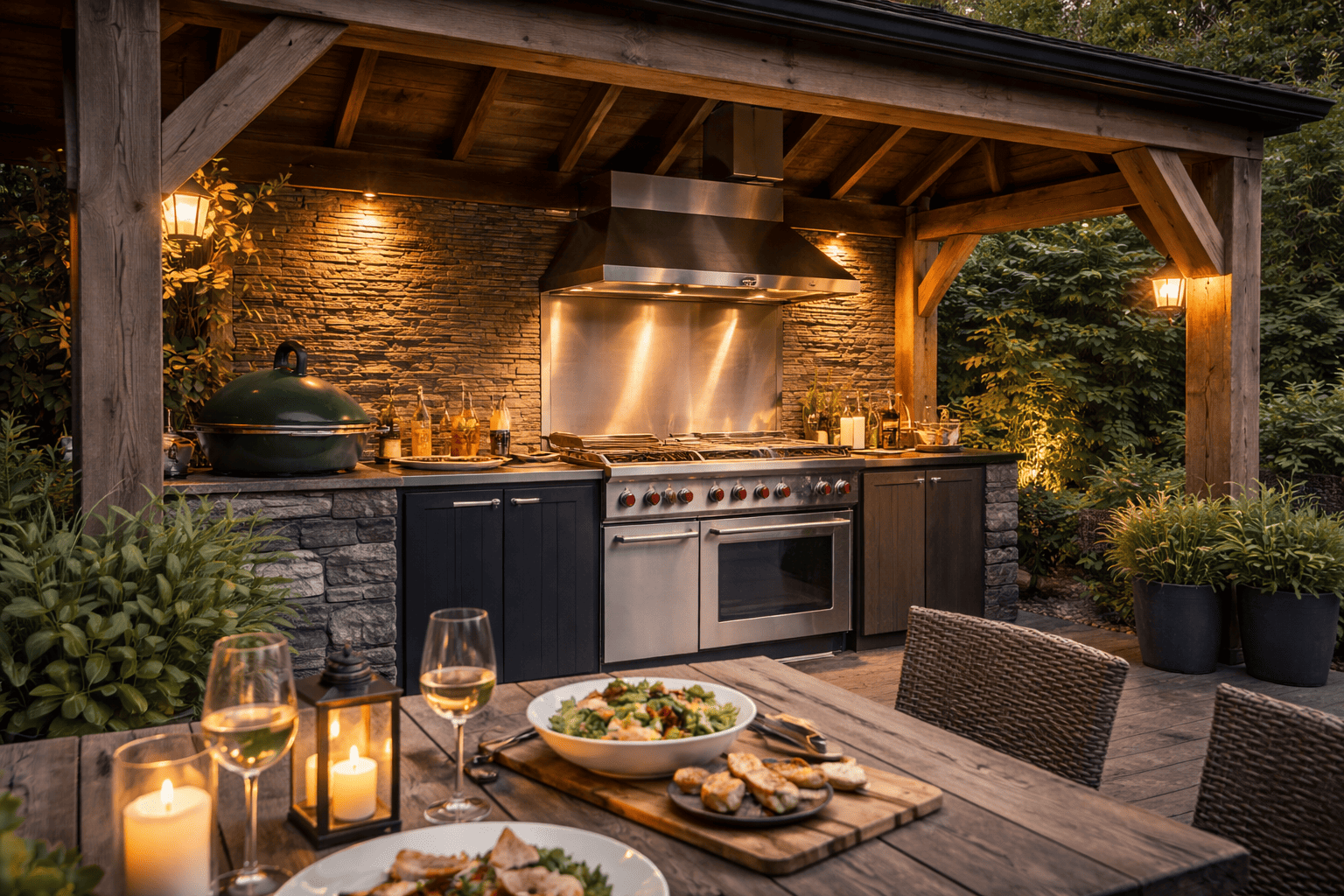 Prieel met buitenkeuken of BBQ