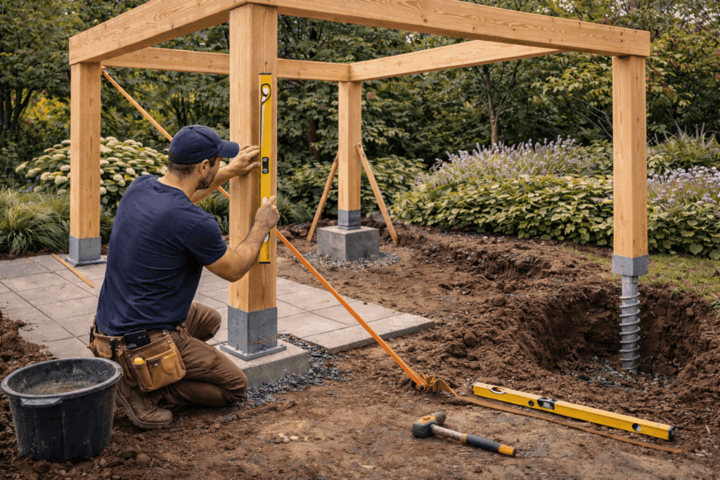 Prieel waterpas zetten