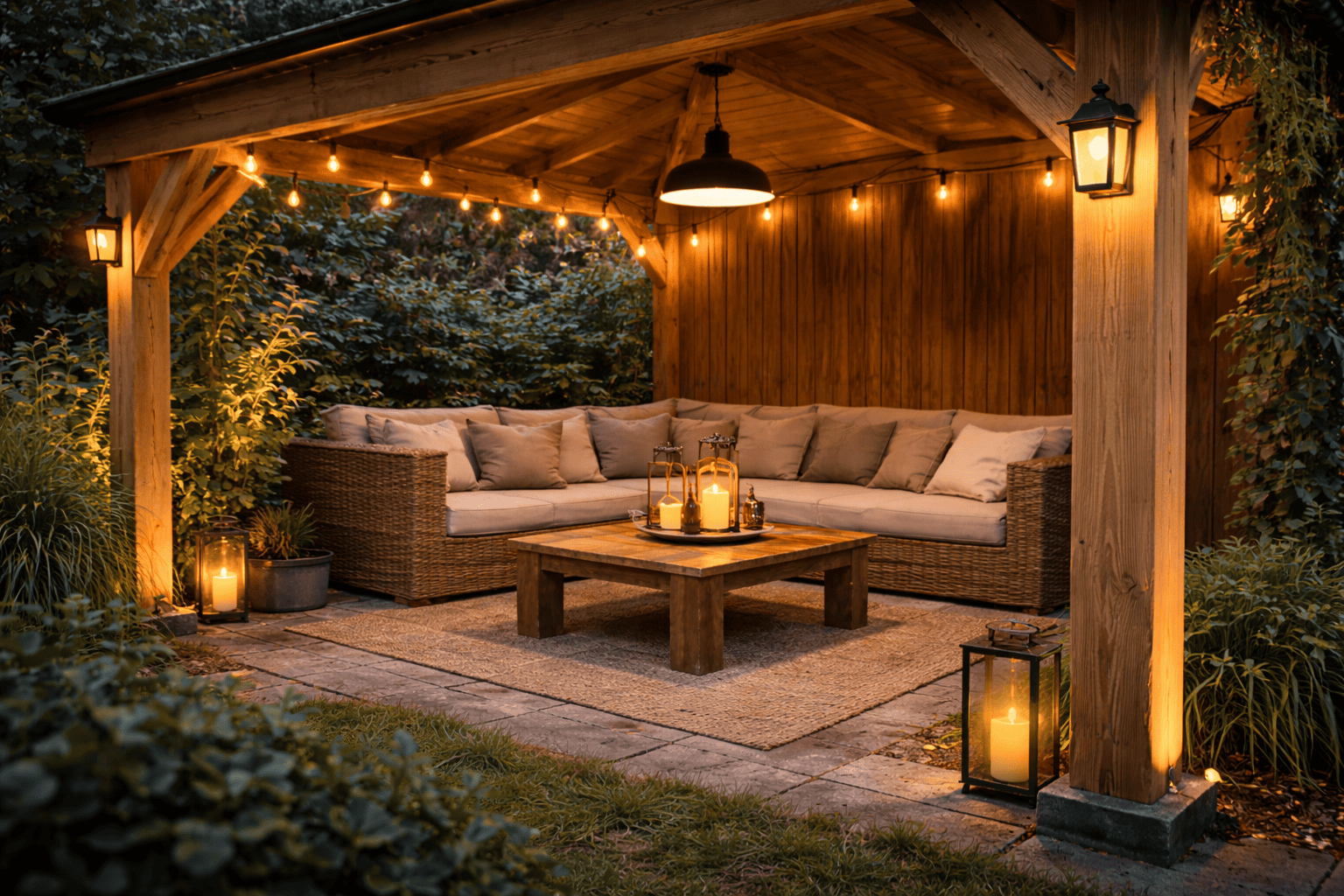 Verlichting in een prieel