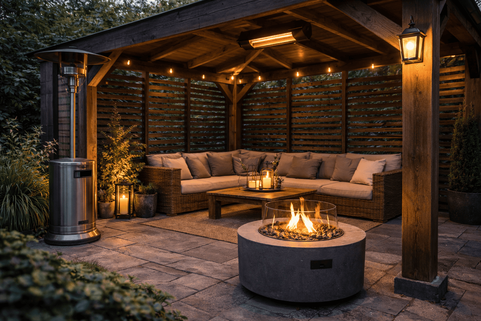 Verwarming onder een prieel